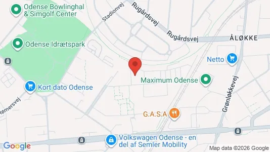 Lejligheder til salg i Odense V - kort over placeringen
