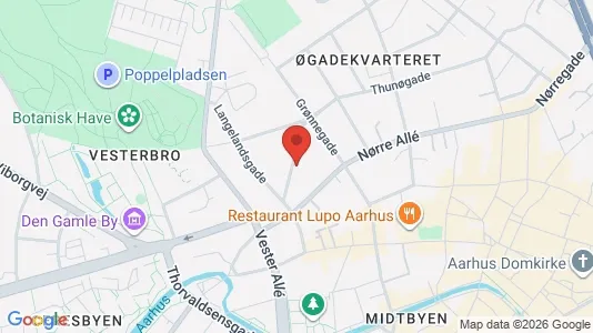Lejligheder til salg i Århus C - kort over placeringen