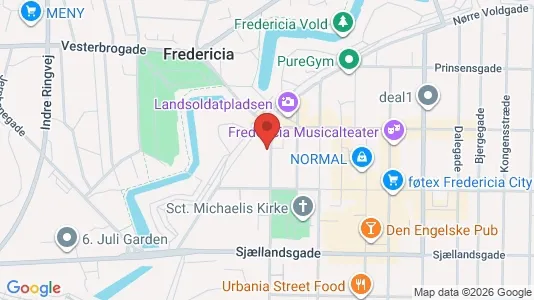 Lejligheder til salg i Fredericia - kort over placeringen