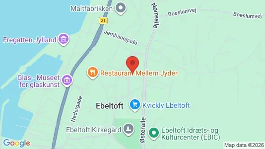 Lejligheder til salg i Ebeltoft - kort over placeringen