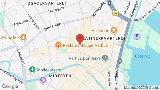 Lejligheder til salg i Århus C - kort over placeringen
