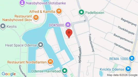 Lejligheder til salg i Odense C - kort over placeringen