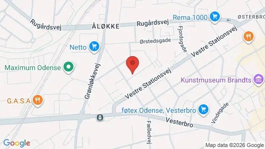 Lejligheder til salg i Odense C - kort over placeringen
