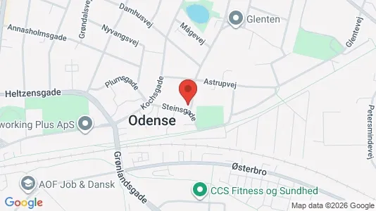 Lejligheder til salg i Odense C - kort over placeringen