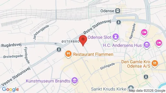 Lejligheder til salg i Odense C - kort over placeringen
