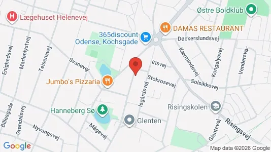 Lejligheder til salg i Odense C - kort over placeringen