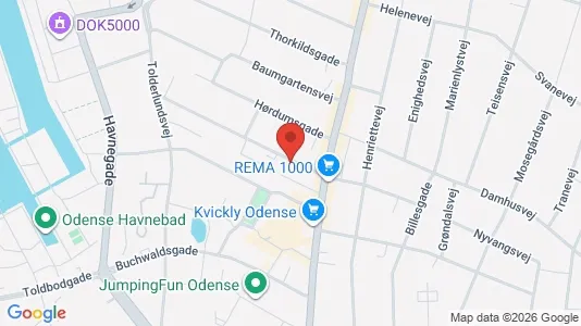 Lejligheder til salg i Odense C - kort over placeringen