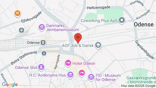 Lejligheder til salg i Odense C - kort over placeringen