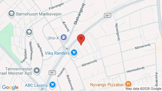 Lejligheder til salg i Randers NV - kort over placeringen