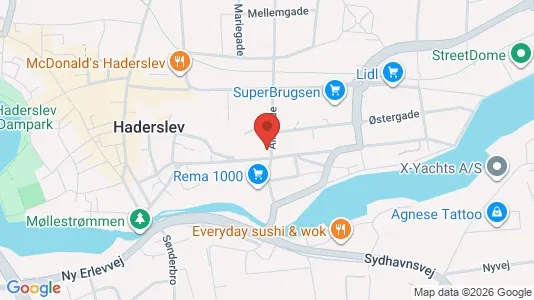 Lejligheder til salg i Haderslev - kort over placeringen