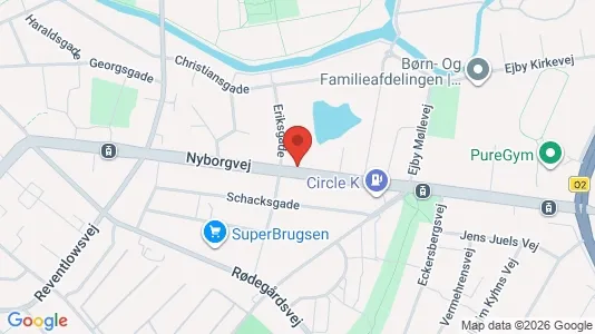 Lejligheder til salg i Odense C - kort over placeringen