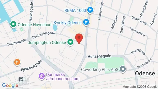 Lejligheder til salg i Odense C - kort over placeringen