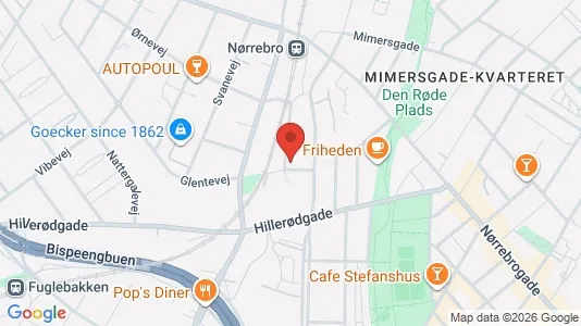 Lejligheder til salg i Nørrebro - kort over placeringen