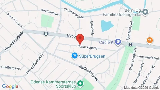 Lejligheder til salg i Odense C - kort over placeringen