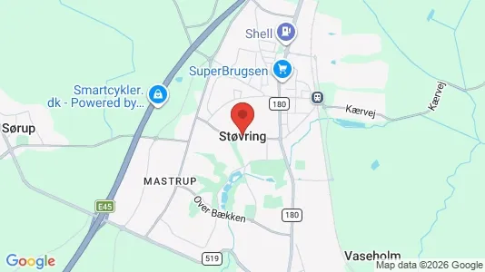 Huse til salg i Støvring - kort over placeringen