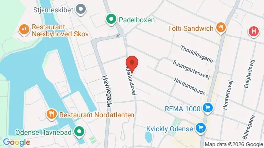 Lejligheder til salg i Odense C - kort over placeringen