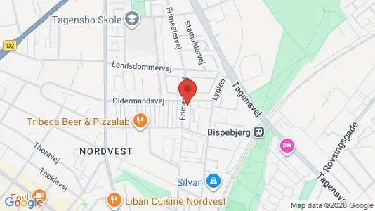 Lejligheder til salg i København NV - kort over placeringen
