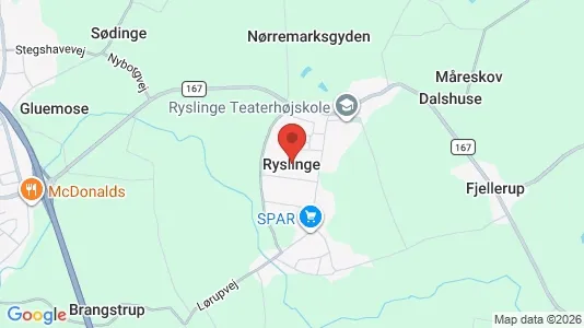 Rækkehuse til salg i Ryslinge - kort over placeringen