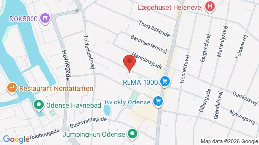 Lejligheder til salg i Odense C - kort over placeringen