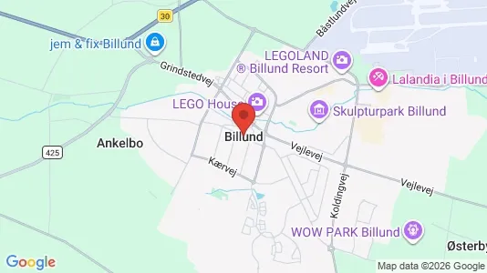 Lejligheder til salg i Billund - kort over placeringen