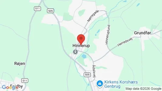 Huse til salg i Hinnerup - kort over placeringen