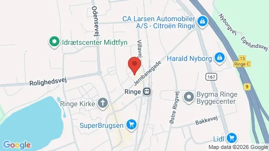 Lejligheder til leje i Ringe - kort over placeringen